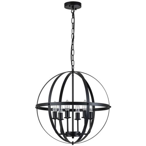 Hatteras Pendant BD21032-B | Leia 6-Light Matte Black Candle Style Globe Chandelier