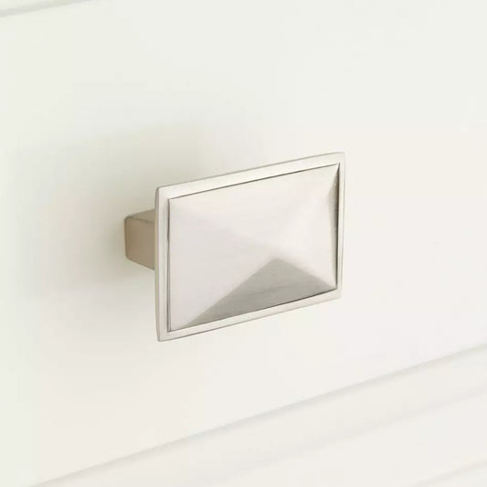 Signature Hardware Levitt Solid Brass Rectangular Cabinet Knob in Brushed Nickel