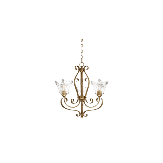 Millennium 7423-VG | Chatsworth 3 Light 23" Wide Chandelier with Fluted Glass Shades, Vintage Gold