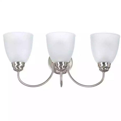 Hampton Bay 447 461 | Hamilton 3-Light Brushed Nickel Vanity Light with Frosted Glass Shades
