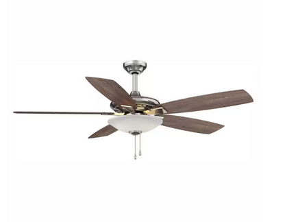 Hampton Bay 1002 586 542 | Menage 52 in. Integrated LED Indoor Low Profile Brushed Nickel Ceiling Fan with Light Kit