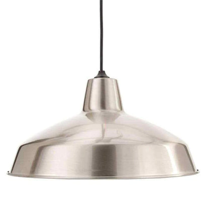 Hampton Bay 286 522 | 1-Light Brushed Nickel Rustic Steel Hanging Barn Light Warehouse Pendant