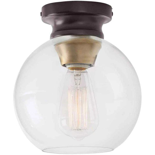 Home Decorators Collection 1003 317 533 | Evelyn 8 in. 1-Light Modern Industrial Bronze Flush Mount Ceiling Light with Clear Glass Shade