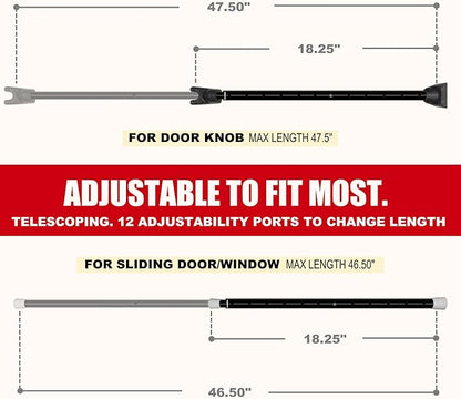 SecurityMan SECURITYBARB | SECURITYMAN 2-in-1 Door Security Bar & Sliding Door Security Bar - Door Jammer Constructed of High Grade Iron - Black Door Stoppers Security Bar