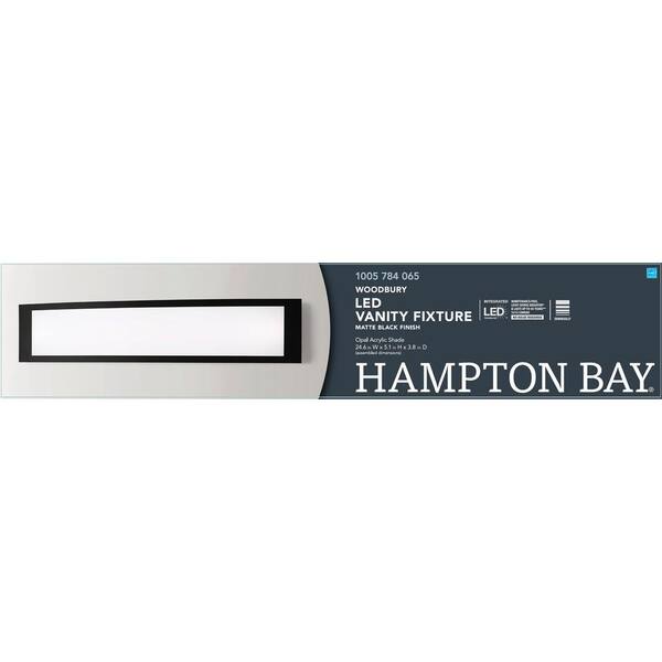 Hampton Bay 1005 784 065 | Woodbury 24.6 in. Matte Black LED Vanity Light Bar