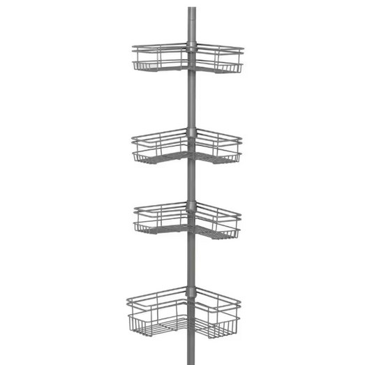 Glacier Bay 503 254 | Tension Pole Corner Shower Caddy in Satin Nickel