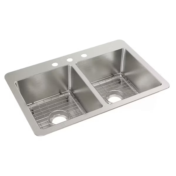 Elkay 1003-344-884 | Crosstown 33" Undermount Double Basin Stainless Steel Kitchen Sink with Basin Rack