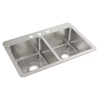 Elkay 1003-344-884 | Crosstown 33" Undermount Double Basin Stainless Steel Kitchen Sink with Basin Rack