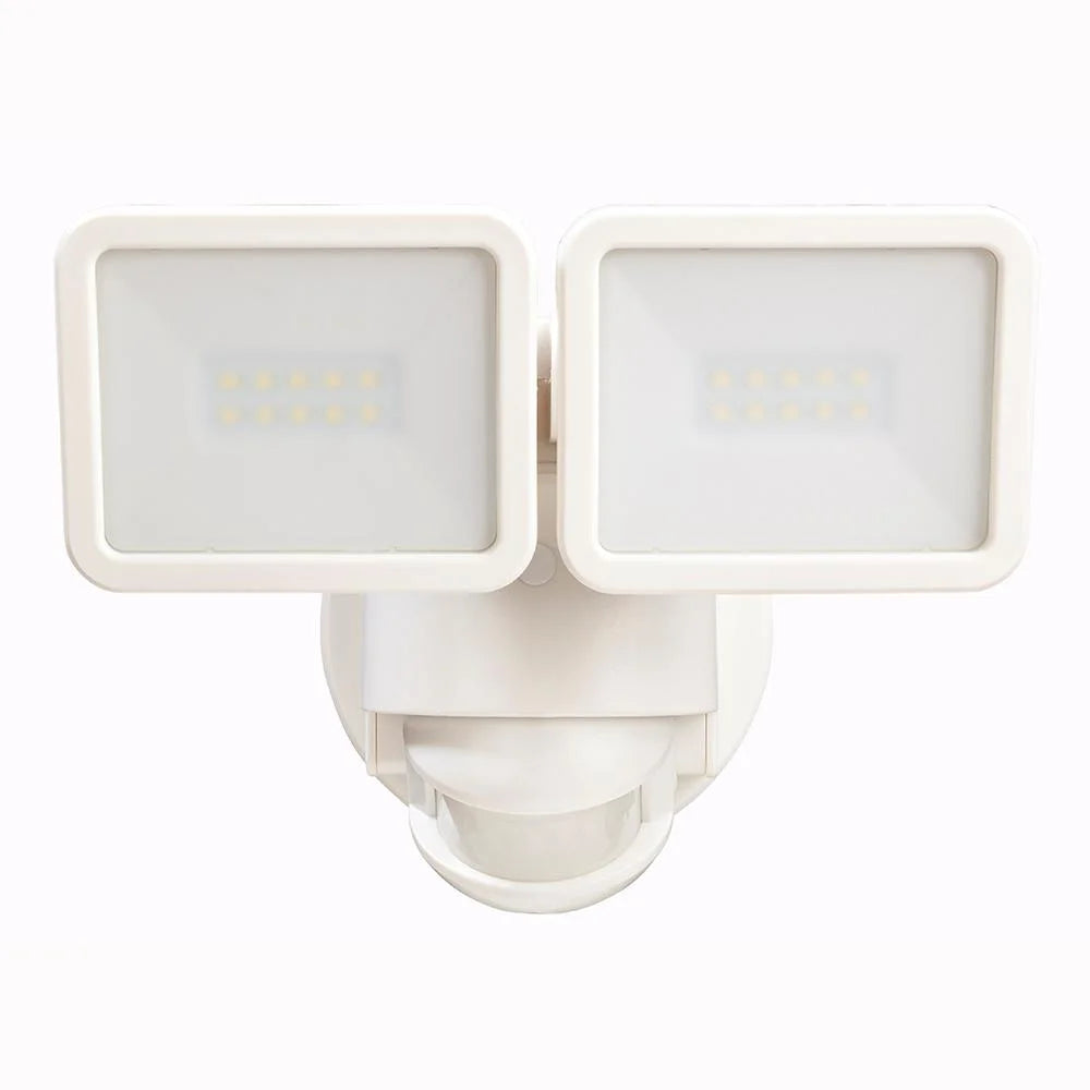 Defiant DFI-5999-WH-G |  1400 Lumen 180-Degree Integrated LED Motion Sensor White Outdoor Twin Head Flood Light