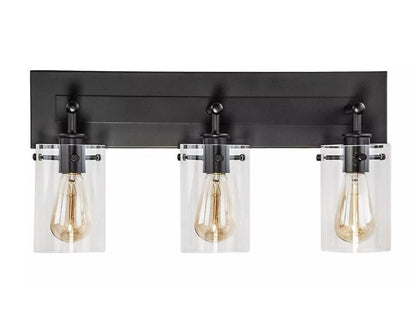Hampton Bay 1004 335 702 | Regan 21 in. 3-Light Espresso Bronze Vanity Light with Clear Glass Shades