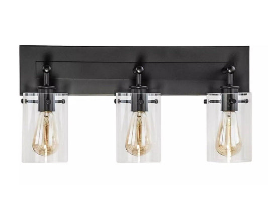 Hampton Bay 1004 335 702 | Regan 21 in. 3-Light Espresso Bronze Vanity Light with Clear Glass Shades