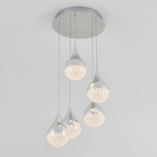 Artika PDT-5GL-RN | Glitzer 5-Light LED Pendant in Chrome Finish