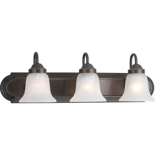 Progress Lighting 1001 106 837 | Solvang 24 in. 3-Light Antique Bronze Traditional Bathroom Vanity Light with Alabaster Glass