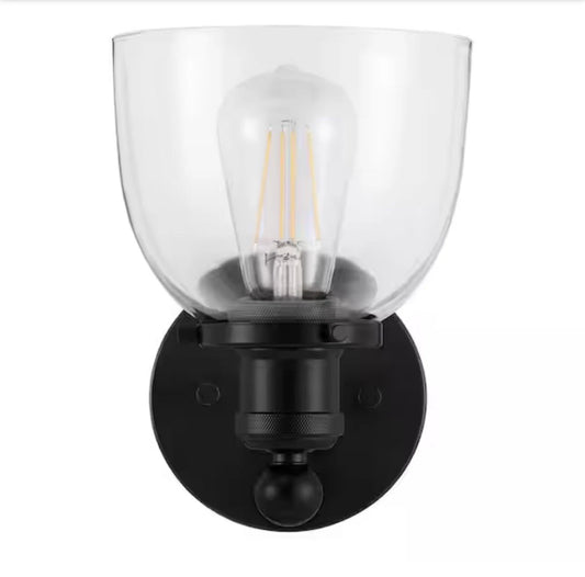 Home Decorators Collection 1006 324 393 | Evelyn 6 in. 1-Light Matte Black Modern Industrial Wall Mount Sconce Light