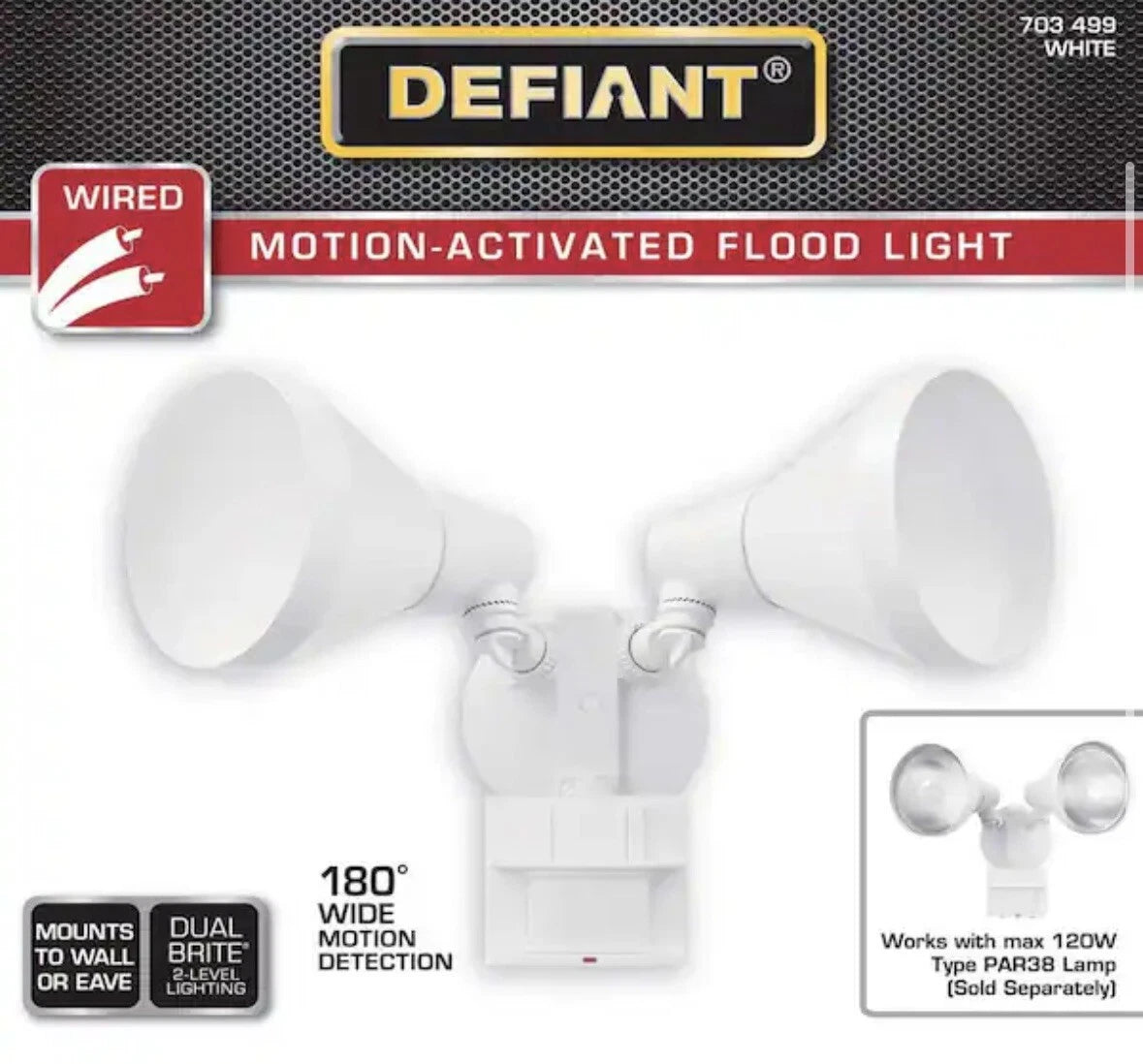 Defiant DF-5416-WH-G |  180 Degree Motion Sensor White Outdoor Security Light DF-5416-WH-G