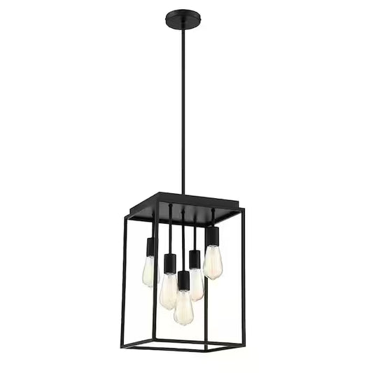 Home Decorators Collection 1004 121 532 | Rollins 5-Light Black Cage Chandelier for Foyer