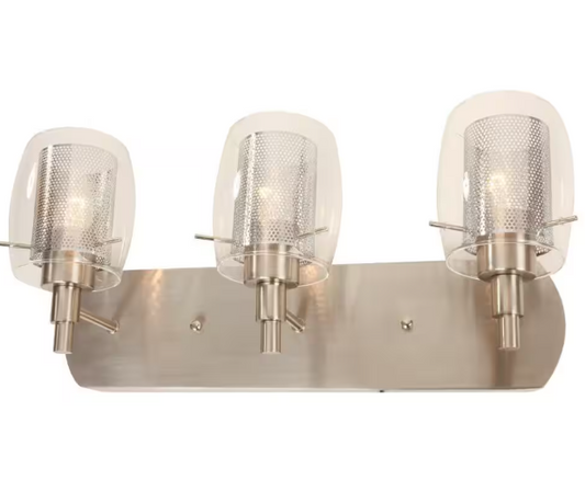 Hampton Bay 1001 300 049 | Lettie 3-Light Brushed Nickel Vanity Light
