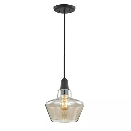 Home Decorators Collection 1002 438 184 | 1 Light Mini Pendant Light Aged Bronze Amber Glass