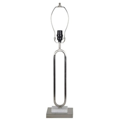 allen + roth 1233110 | 21-in Brushed Steel with White Marble Accents Plug-In Metal Lamp Base