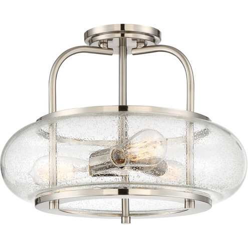 Quoizel TRG1716BN | Trilogy 3 Light 16 inch Brushed Nickel Semi-Flush Mount Ceiling Light
