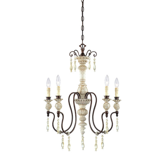 Millennium 7305AW/BZ | Denise 5-Light Antique White/Bronze French Country/Cottage Candle Chandelier
