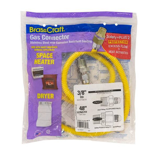 BrassCraft CSSL114TE-48 X | Gass Connector 3/8" OD) 1/2" MIP x 1/2" MIP x 48"
