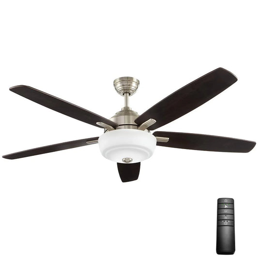 Home Decorators Collection 1002 264 701 | Sudler Ridge 60 in. LED Indoor Brushed Nickel Ceiling Fan
