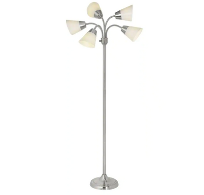 Hampton Bay 524 505 | 66 in. Satin Nickel Floor Lamp with 5 Plastic Bell Shades