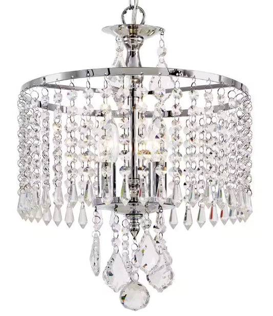 Home Decorators Collection 1001 789 669 | Calisitti 3-Light Polished Chrome Chandelier with K9 Crystal Dangles