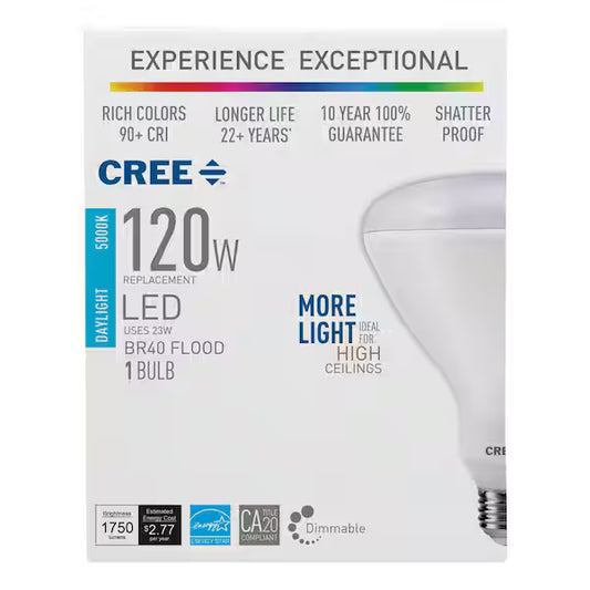 Cree | 120W Equivalent Daylight (5000K) BR40 Dimmable Exceptional Light Quality LED Light Bulb