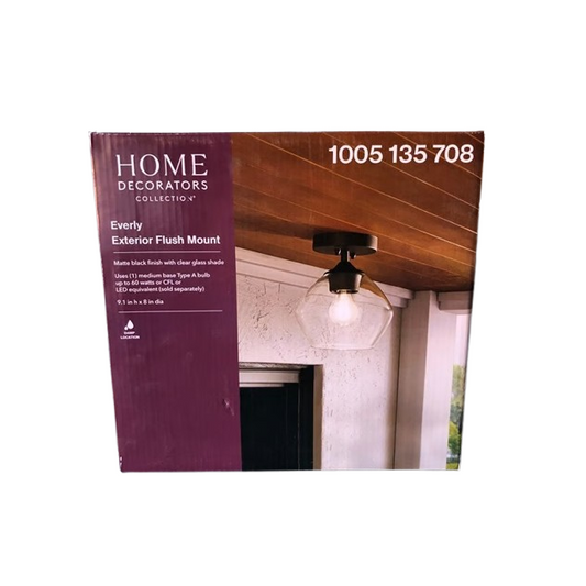 Home Decorators Collection 1005 135 708 | EVERLY 1-Light Bronze and Glass Vintage Outdoor Flush Mount