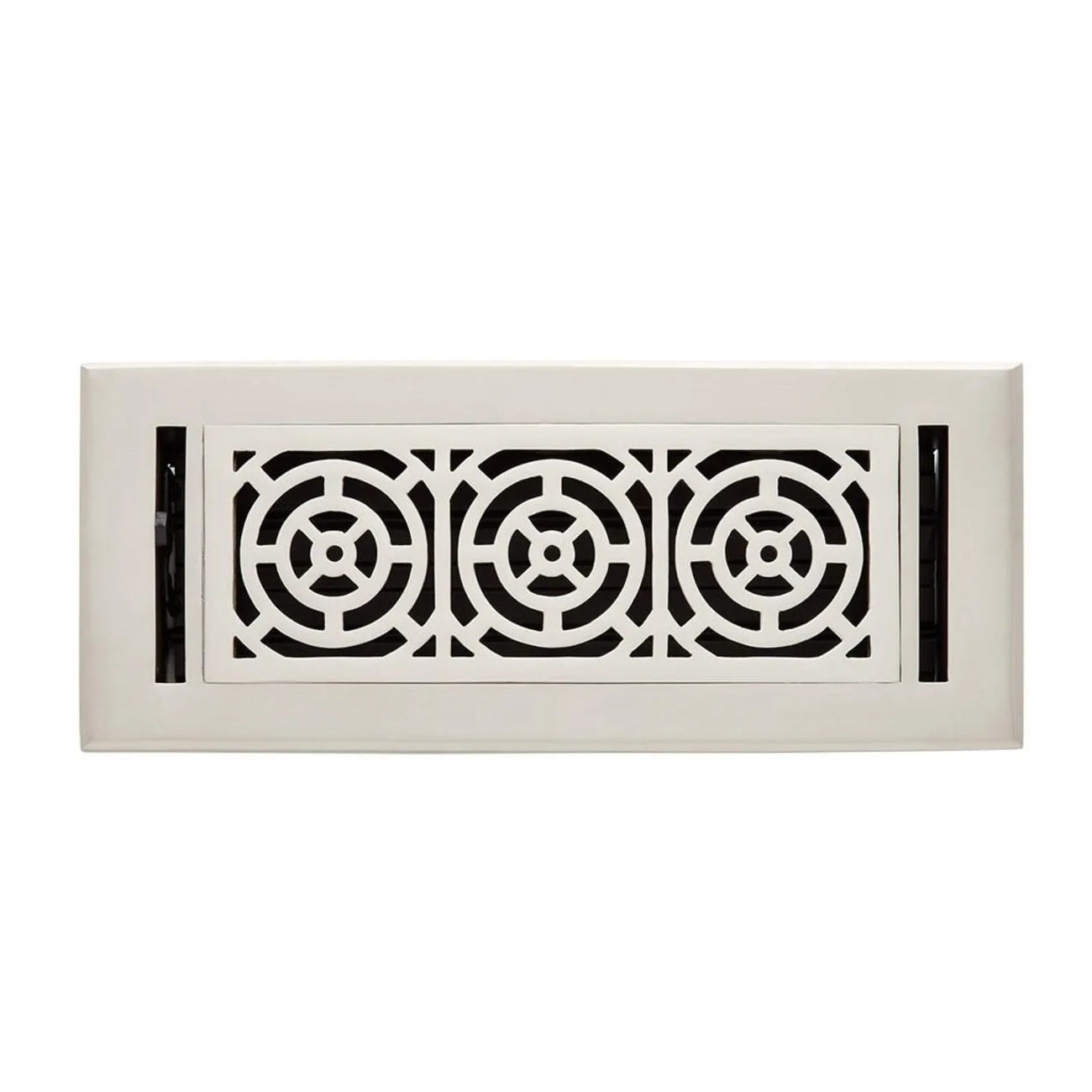 Signature Hardware GBF-SB-612 | 6 x 14" Gauge Brass Floor Register in Two-Tone Brushed Nickel/Polished Nickel