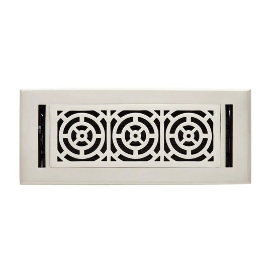 Signature Hardware GBF-SB-612 | 6 x 14" Gauge Brass Floor Register in Two-Tone Brushed Nickel/Polished Nickel