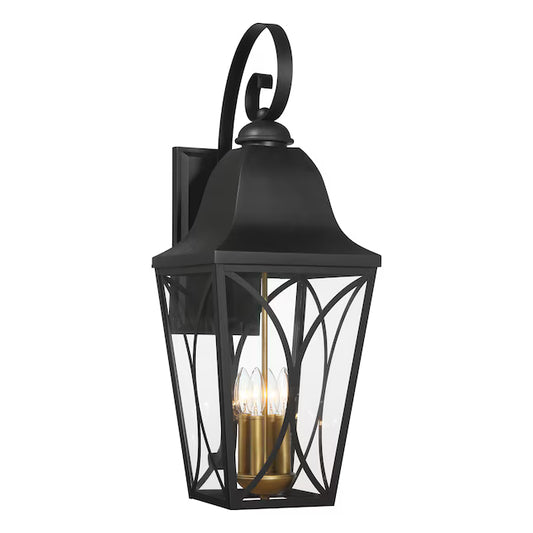 The Great Outdoors 73359-757 | Cardigan 4 -Light 30" Tall Outdoor Wall Light in Sand Black