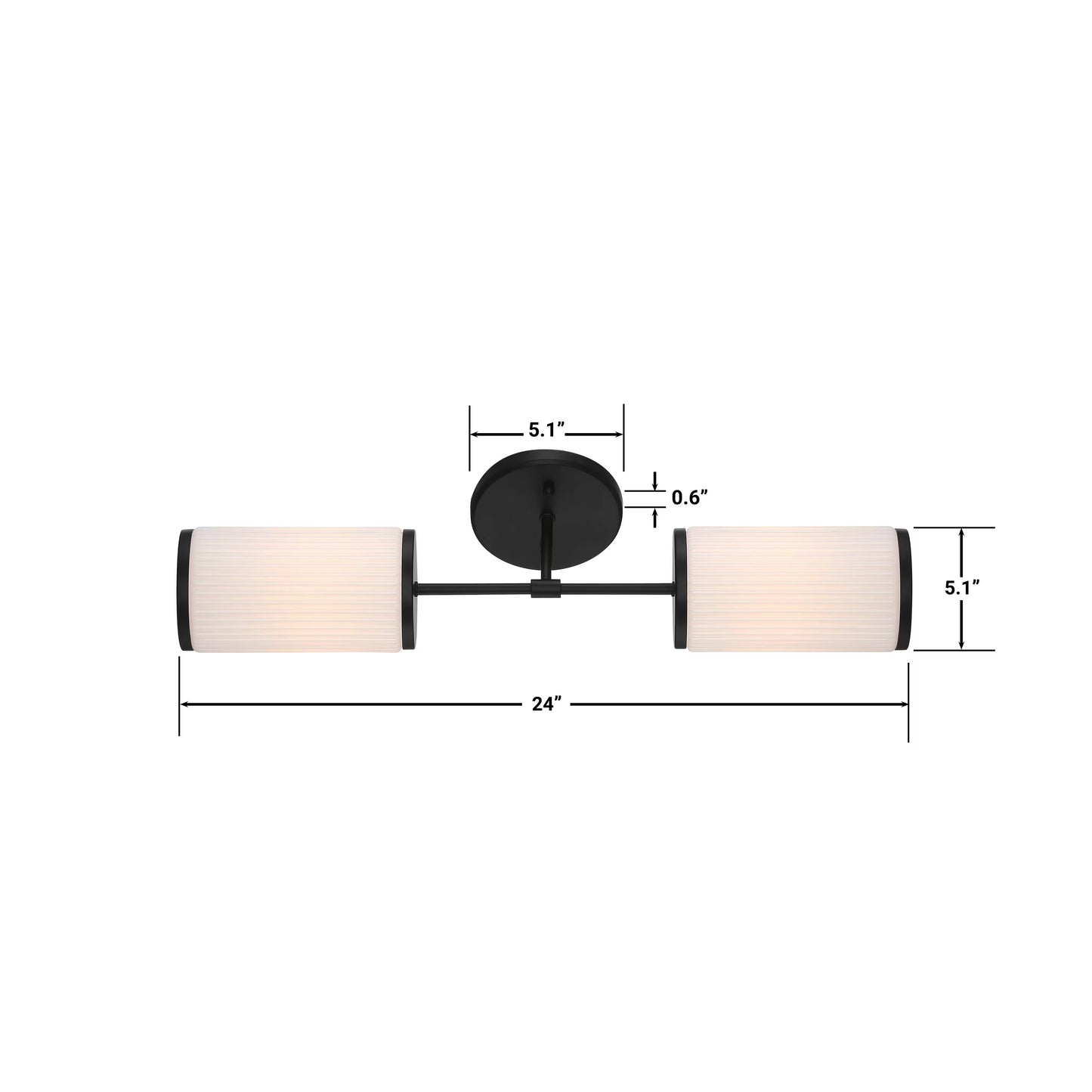 GlucksteinElements 38680-HBCB | Ashbury 24 in. 2-Light Black Vanity Light