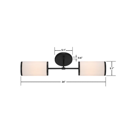 GlucksteinElements 38680-HBCB | Ashbury 24 in. 2-Light Black Vanity Light
