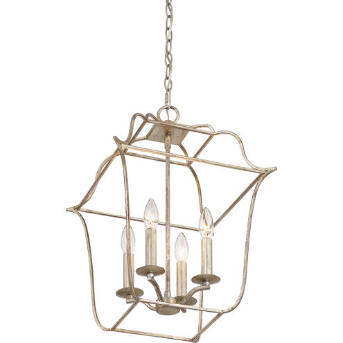 Quoizel GLY5204CS | Gallery 4 Light 14 inch Century Silver Leaf Foyer Piece Ceiling Light