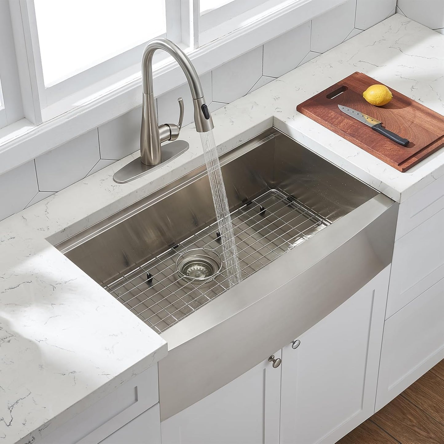 Apron Farmhouse Sink workstation Stainless Steel w/cutting board, stainer, etc. | AF3321-W