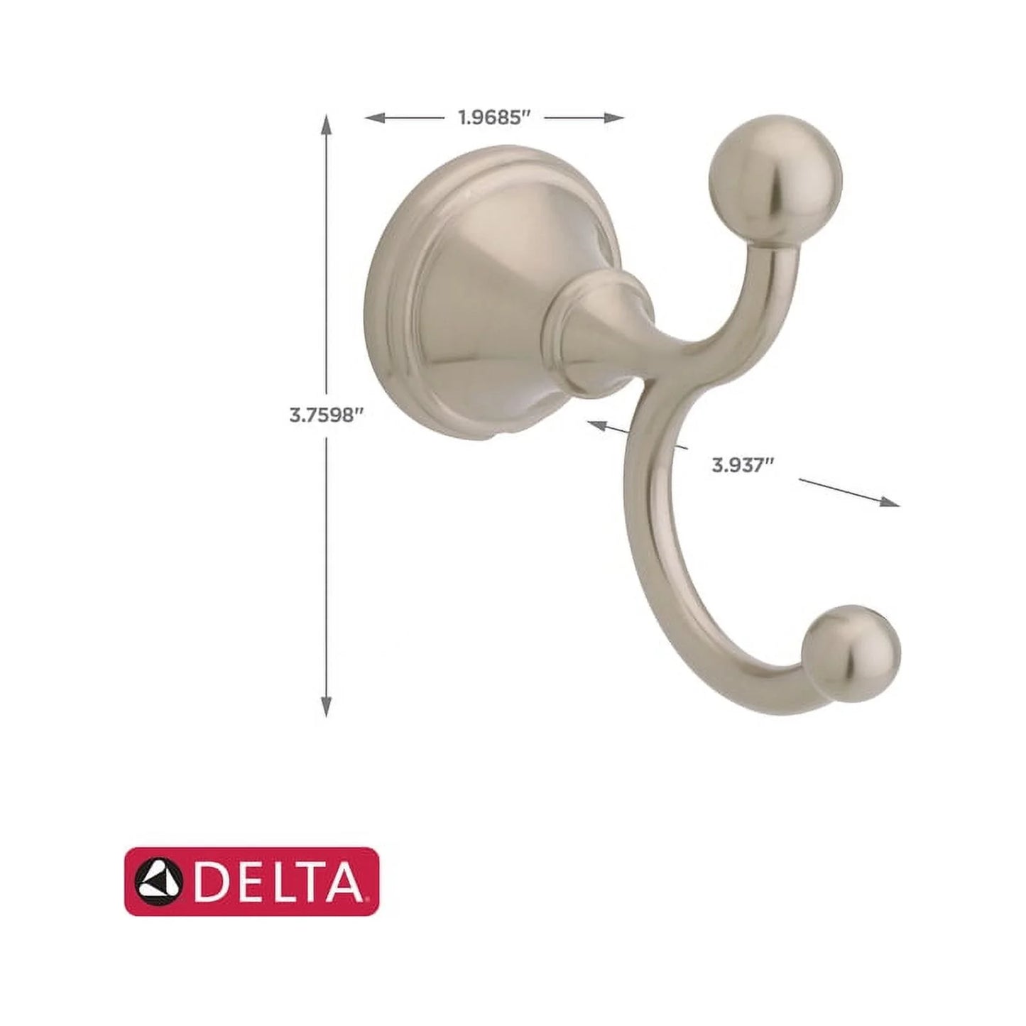 Delta 138037 | Crestfield Double Towel Hook in Brushed Nickel