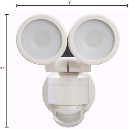 Defiant DFI-5852-WH-G | 180 Degree White Motion Activated Outdoor Integrated LED Twin Head Flood Light