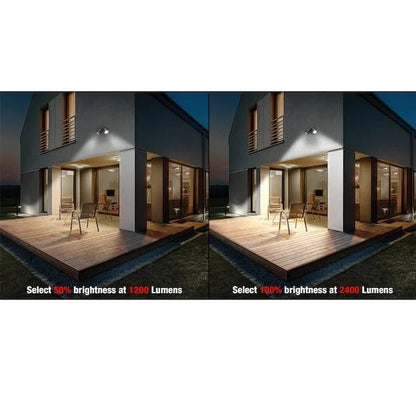Commercial Electric 1004 868 374 | Dusk to Dawn Sensor Bronze Exterior Outdoor Twin Head LED Flood Light Security 1200 to 2400 Lumens 4000K Wet Rated