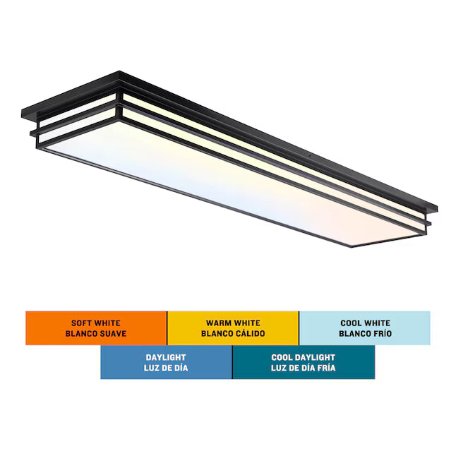 allen + roth 2592465 | Phoebe 1 -Light 48-in Matte Black Integrated LED Flush Mount Light