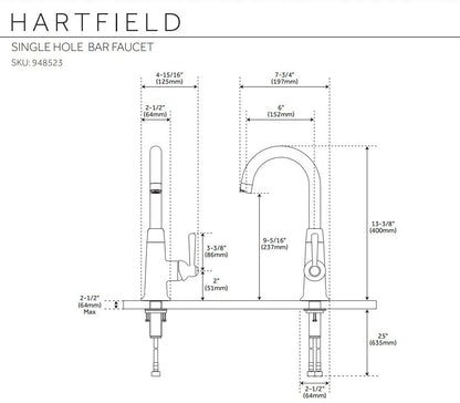 Signature Hardware SHXCHA103CP | Hartfield Single-Hole Bar Faucet – Polished Chrome, Brass Construction
