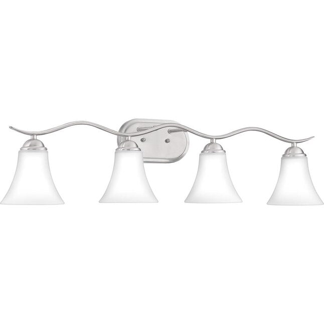 Quoizel KGF8604BN | Kingfield 4 Light 34-1/2" Wide Bathroom Vanity Light with Etched Glass Shades