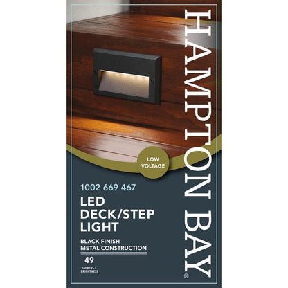 Hampton Bay 1002 669 467 | 49 Lumen 5.5 in. Low Voltage Black Integrated LED Deck Light