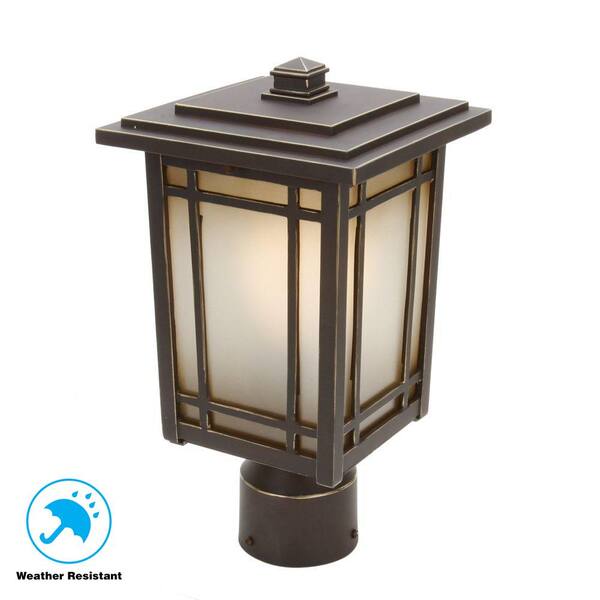 Home Decorators Collection 1001061986 | Port Oxford 1-Light Oil-Rubbed Chestnut Outdoor Post Mount Lantern