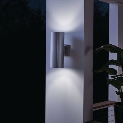 Kichler 9246BA | Two Light Indoor/Outdoor Wall Mount, Brushed Aluminum, 15"
