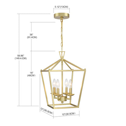 Faymart FAY-US-LT-107-SG | 4-Light Caged Pendant Light with Soft Gold Finish