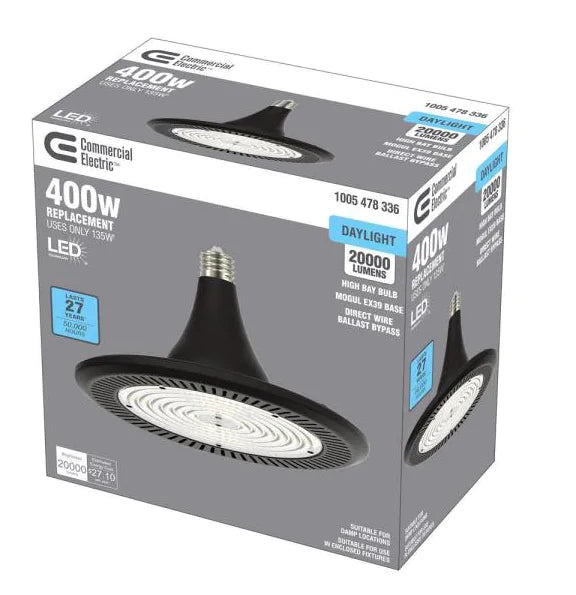 Commercial Electric 1005 478 336 | 1 Foot 400 Watt Equivalent Integrated LED Black High Bay Light 5000K