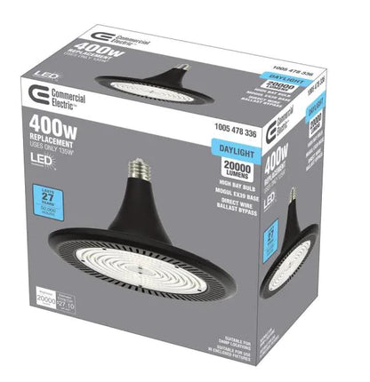 Commercial Electric 1005 478 336 | 1 Foot 400 Watt Equivalent Integrated LED Black High Bay Light 5000K